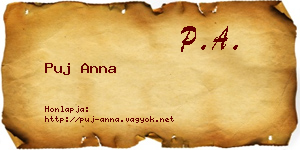 Puj Anna névjegykártya